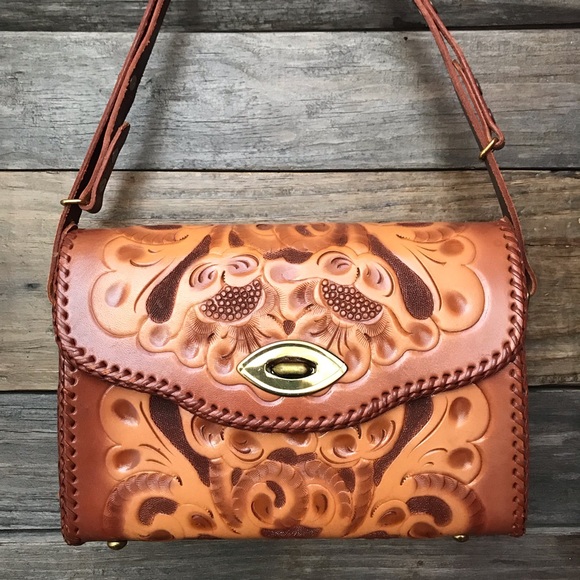 Cliftons Handbags - Hand Tooled Leather Crossbody